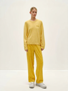 URLAZH | Dopamine Mango Yellow Fashion Corduroy Simple Loose Straight Trousers