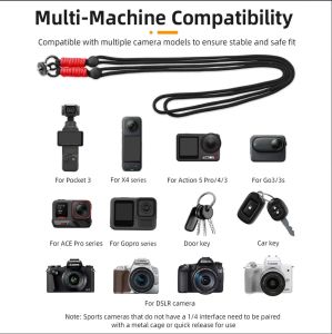 Neck Strap Sling Lanyard for Insta360 X5/X4/X3/DJI OSMO 360/Action 5 Pro/action 4 3/OSMO Pocket 3/Action 5 Pro/ 4 3 with 1/4 Inch Screw Anti-loss Crossbody Rope Lanyard Camera Accessories