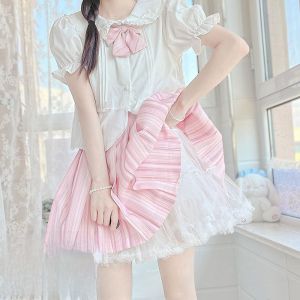 Daily Use Lolita Skirt Support Cloud Shape Soft Tulle Puffy Cotton Candy Inner Lining No Bone Violent Elastic Waist Size