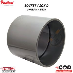 Sambungan Pipa Lurus PVC / Socket 4 inch PRALON/Sok Pipa 4" in PVC / Bahan PVC Tebal Seperti RUCIKA