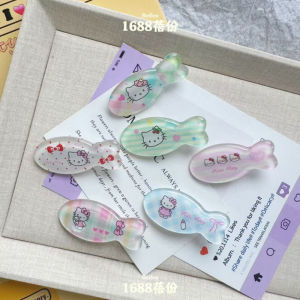 Summer Transparent Floral Print KT Polka Dot Plaid Cartoon Side Bangs Duckbill Hair Clips Hair Accessories Hair Grips Hairpins