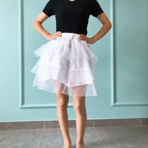 1 PC Three Layer Short Lolita Womens Dress High Elasticity Mesh Chiffon Ball Party Dress Fashionable Elegant Ballet Skirt