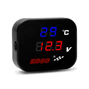 Pinph KOSO 3 in 1 Digital LED Voltmeter Outdoor Temperature Display Gear Indicator USB Port Charger Waterproof Universal 12-24V