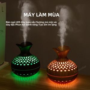 Máy Tạo Độ Ẩm USB Vân Gỗ 300ml Máy Khuếch Tán Hương Thơm Máy Phun Siêu Âm Dụng Cụ Dưỡng Ẩm Để Bàn Có Chức Năng Bảo Vệ Khi Thiếu Nước
