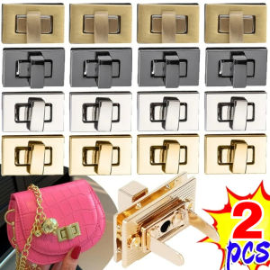 2Pcs Metal Locks Bag Clasp Rectangle Turn Twist Buckles Leather Craft Women Handbag Shoulder Bag Purse Closure Locks Snap Clasps DIY Hardware Accessory