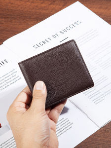 MEIFEI | Mens Short Fold Genuine Leather Thin Portable Wallet