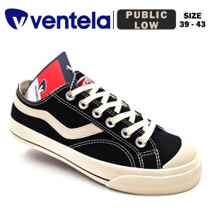 Sepatu Sekolah Anak Remaja SMA Laki Laki/Perempuan – Sepatu Pria/Wanita Dewasa – VENTELA – PUBLIC – Size 39-43 – Sneakers – Sport – Tali Black Natural
