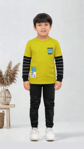 Kaos Panjang Anak laki-laki perempuan 1-12 Tahun Bahan Katun Combed ORKIDS Balograf Dijon Yellow