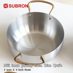 Nồi nấu mì Hàn Quốc nồi lẩu mini inox cho mọi loại bếp chảo inox hợp kim mạ vàng 18cm nồi canh mạ vàng hai tai lớn nồi chảo inox