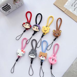 Kawaii Cartoon Nylon Lanyard Phone Strap Womens Style Anti-Loss Keychain USB Flash Drive Decorative Chain Digital Accessories