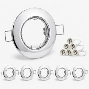 JOYINLED 6Pcs Recessed Ceiling Spotlights with GU10 Lamp Holder Round Chrome Downlight Fittings 60mm Cutout for Kitchen Bedroom