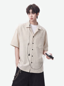 WUKONGYOUHUO | Vintage Minimalist Cuban Collar Short Sleeve Shirt