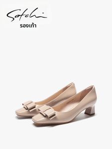 Commuter Square Toe Bowknot Work Shoes Medium Heel