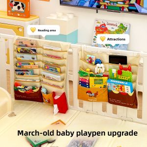 Cute Baby Toy Storage Bag Climbing Mat Fence Storage Rack Early Education Picture Book Hanging Bag Childrens Room Organization