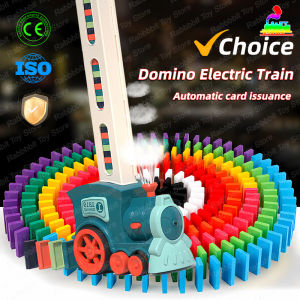 Automatic Laying Domino Train Electric Car Brick Blocks Kits Creative Games Intelligence Educational DIY Toys Kids Birthday Gift