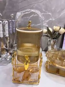 5L Cold Water Kettle Jug With Faucet Large Capacity Drink Dispenser with Lid and Leak Proof Spigot Juice Jar Dispenser with Stand Fruit Tea Bucket Beverage Bucket For Home Restaurant Office Party