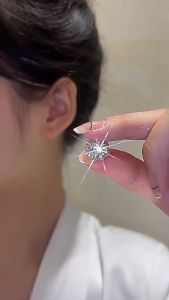 GL 18K gold Ear less Absorbing Iron Stone Shining Zircon Stone Minimalist Earrings ES69605
