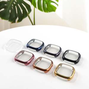 Screen Protector For Fitbit Versa 4/Sense 2 Case Accessories Soft TPU Plated Case All-Around Protective Screen Full Cover Bumper