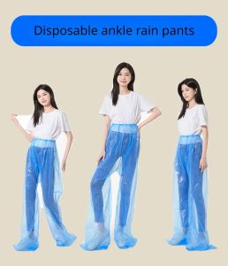 1ชิ้นกางเกงกันฝนแบบใช้แล้วทิ้งหนาเท้าหนาชุดแยกกันน้ำชุดกันฝนสำหรับเสื้อกันฝนแบบใสท่องเที่ยวท่องเที่ยวกลางแจ้งขี่จักรยาน