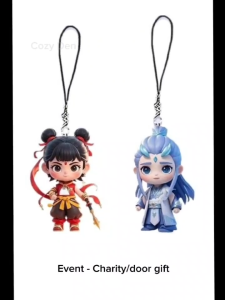 哪吒敖丙周边钥匙圈吊饰灵珠魔丸情侣吊饰 NezhaAobing Keychain Couple Keychain Accessories Spirit Pearl Demon Pill Couple Keychain