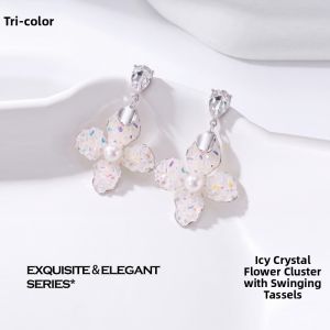 3COLOUR·S | Luxury Crystal Flower Dangle Earrings S925 Silver