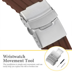 Watchdives Watch Clasp 18mm 20mm 22mm 24mm Silver Folding Safety Milled Clasp Replacement Stainless Steel Deployant Watch Buckle