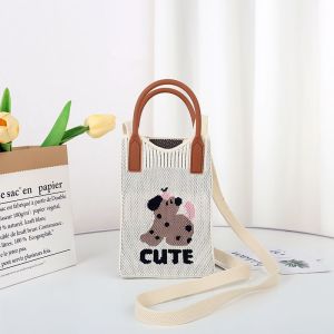 High-End Knitted Cartoon Mobile Phone Bag Versatile Crossbody Single Shoulder Handbag Stylish Durable Polyester Handbag