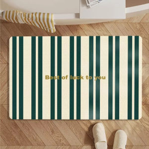 VIKAMA Retro Striped Bathroom Mat Water-Absorbent & Quick-Drying Door Mat for Bathroom Anti-Slip Kitchen Rug Home Decor