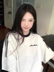 Pure Cotton Short Sleeve T-Shirt Women Summer New Style Student American Loose Body Print Sweet Style Combed Cotton Sweatshirt