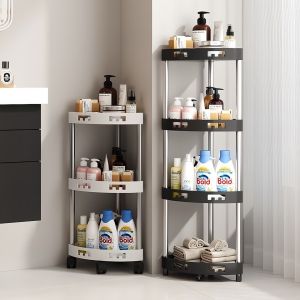 Bathroom Floor Standing Toilet Washroom Vanity Storage Rack Shower Triangle Organizer Simple Style Resin Material No Brand