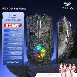 AULA | Aula SC620 Gaming Mouse Wireless Hollow-out PAW3311 Tri-mode Bluetooth Adjustable DPI Mouse for Desktop Laptop