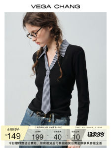 Long Sleeve T-shirt Vintage Check Knitwear