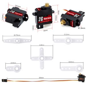 NEEBRC 2G Micro Digital Servo Kim Loại/Nhựa Gear Cho RC Mini Car Airplane Q Robot WLtoys Trục JR2.54 Cắm 4.8-6V 0.3kgf.cm/0.75kgf.cm Mô-men Xoắn