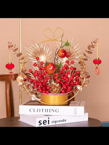 Eyre 2026 New year Bunga simulasi buah keberuntungan rangkaian bunga palsu rumah ruang tamu kamar tidur kamar tidur pernikahan buah merah meja keranjang2025 Fortune fruit simulation flowers fake flower arrangement red fruit dec