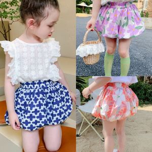 2-8Years กางเกงขาสั้นลายฟักทองสำหรับเด็กผู้หญิงหวานๆแฟชั่นเอวสูงยืดหยุ่นได้สำหรับฤดูร้อน