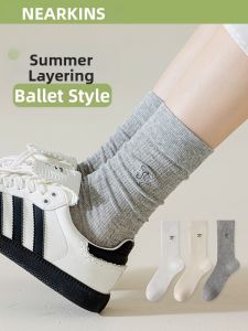 NEARKINS | Stacked Bowknot Ballet Style Socks Mid-calf