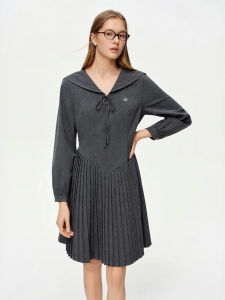 DUSHU | Nautical Style Spring New Sweet Mid-Length Dress