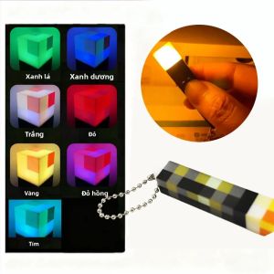 Đèn LED Mini Móc Khóa Hình MC Games Đèn Pin Pixel Sạc USB Quà Tặng Trẻ Em Đèn Ngủ 3D Cho Mọi Lứa Tuổi