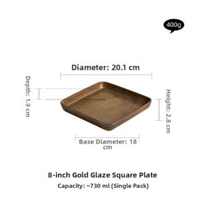 YOGEHOME | Creative Ceramic Steak and Fish Dish Plate Gold Glaze
