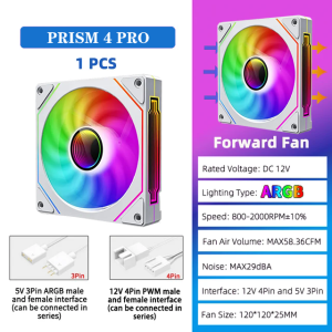Veebyte PRISM 4 PRO ARGB 120mm 5V 3PIN 4PIN PC Fan PWM 12V Large Air Volume Computer Case Cooling Fan Ventilador 56.8CFM 50000H
