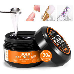 30g Solid Nail Glue Gel for False Nail Tips Huge Capacity Press on Nail Glue Strong Adhesive Solid Rhinestone Glue Gel UV Glue