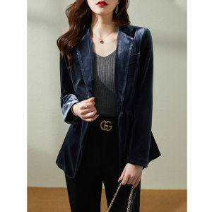MK Gold Velvet Suit Jacket Womens Casual Fashionable Spring Autumn New Style Professional High Design Sense Western Clothes Top