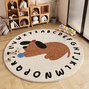 VIKAMA Hoạt Hình Hình Thú Tròn Thảm Chống Trơn Trượt Giữ Ấm Polyester Thảm Sofa Cho Phòng Ngủ Phòng Khách Đầu Giường Trang Trí Nhà