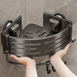 ชั้นวางของในห้องน้ำแบบติดผนังไม่ต้องเจาะรู รูปทรงสามเหลี่ยม สำหรับห้องน้ำ/ห้องส้วม ชั้นวางของมุมห้องแบบแขวนผนัง ไม่ต้องเจาะรู ชั้นวางของสำหรับอ่างล้างหน้า