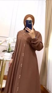 Dress Kondangan Hanifah Dress Ceruty Wanita Terbaru 2023 Kekinian Gamis Simple dan Elegan Lowprice