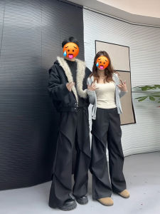 Black Casual Mens West Pants Spring Lazy Style High-End Feeling Floor-Length Trousers Design Sense Pleated Long Pants