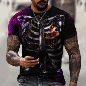 Horror Skeleton T-Shirts Bone Scary 3D Print Streetwear Men Women Fashion Oversized Short Sleeve T Shirt Kids Tees Tops Clothing