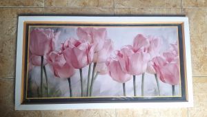 Hiasan Dinding Plus Bingkai Uk:100cm x 50cm Lukisan Cetak Bunga Mawar Indah