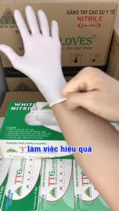 HỘP 100 CÁI Găng Tay Y Tế Nitrile Màu TRẮNG TTGloves Trọng Lượng 4.5G (Size XSSML) Dùng Trong Thẩm Mỹ Phun Xăm Spa Thực Phẩm