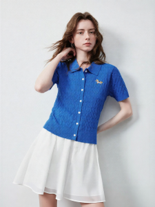 Toyouth | Classic Cabled Polo Shirt with Small Embroidery